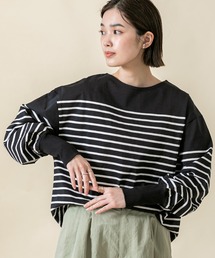 C袖口リブボーダーロンTシャツ