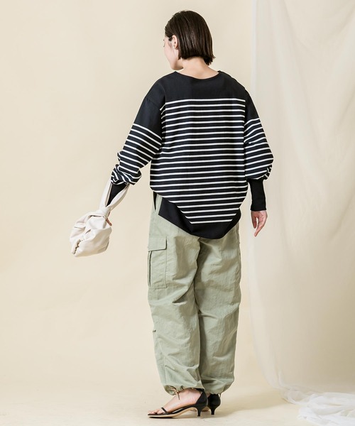 Gready Brilliant(グレディブリリアン)の「C袖口リブボーダーロンTシャツ(Tシャツ/カットソー・レディース・ブラック×ホワイト/ホワイト×ブラック・FREE)」の14枚目の写真