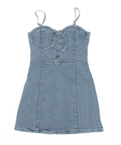 SPIGA（スピーガ）の「ﾚｰｽｱｯﾌﾟﾃﾞﾆﾑｷｬﾐﾜﾝﾋﾟｰｽ（ワンピース・レディース・ブラック/ブルー・FREE）」の5枚目の写真