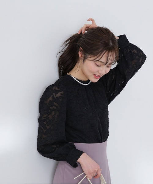 PROPORTION BODY DRESSING(プロポーションボディドレッシング)の「前後2Wayカットジャガードブラウス/1213110307(Tシャツ/カットソー・レディース・ブルー/アイボリー/ブラック・MEDIUM/SMALL)」の1枚目の写真
