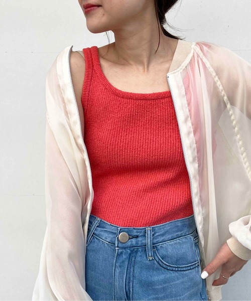 PICCIN（ピッチン）の「【WEB限定】2WAYニットリブタンクトップ（タンクトップ・レディース・グレー/チェリーピンク/ネイビー・M）」の3枚目の写真