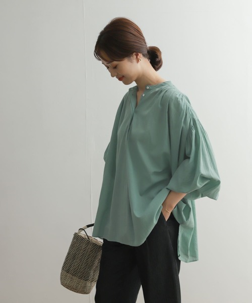 URBAN RESEARCH DOORS（アーバンリサーチドアーズ）の「コットンボイルギャザーブラウス（シャツ/ブラウス・レディース・ミント/オフホワイト/ピンク/ブラック・MEDIUM）」の10枚目の写真