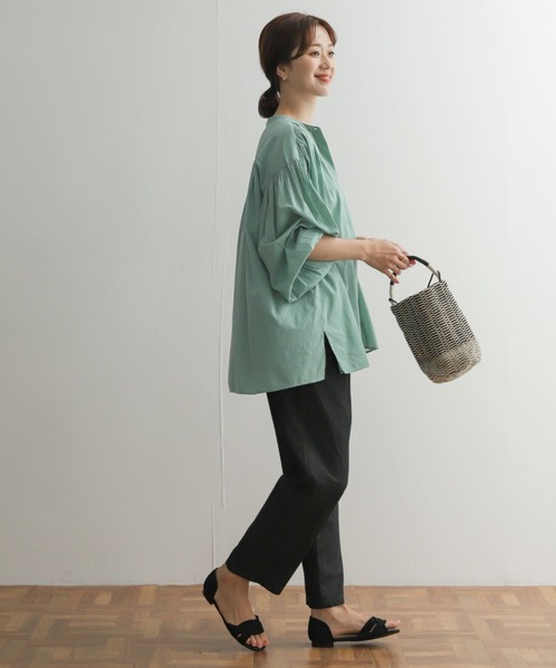 URBAN RESEARCH DOORS（アーバンリサーチドアーズ）の「コットンボイルギャザーブラウス（シャツ/ブラウス・レディース・ミント/オフホワイト/ピンク/ブラック・MEDIUM）」の19枚目の写真