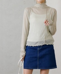 Per sist ence/パーシエンス シアーリブハイネックメロープルオーバー