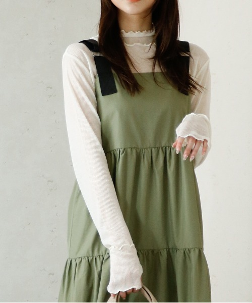 Per sist ence(パーシエンス)の「Per sist ence/パーシエンス シアーリブハイネックメロープルオーバー(Tシャツ/カットソー・レディース・ブラック/ベージュ/アイボリー・FREE)」の8枚目の写真
