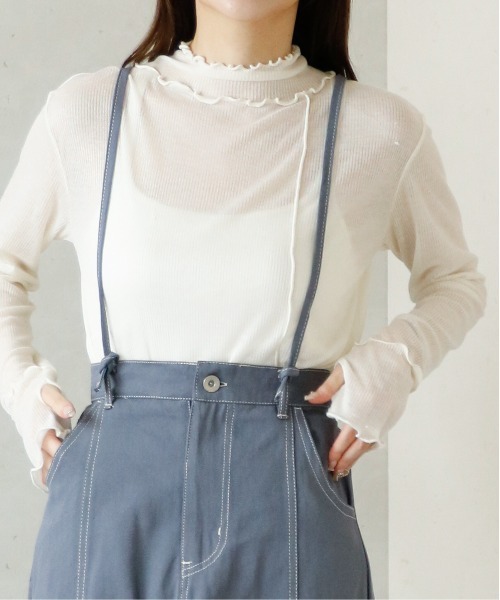 Per sist ence(パーシエンス)の「Per sist ence/パーシエンス シアーリブハイネックメロープルオーバー(Tシャツ/カットソー・レディース・ブラック/ベージュ/アイボリー・FREE)」の18枚目の写真