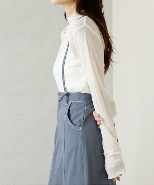 Per sist ence(パーシエンス)の「Per sist ence/パーシエンス シアーリブハイネックメロープルオーバー(Tシャツ/カットソー・レディース・ブラック/ベージュ/アイボリー・FREE)」の19枚目の写真