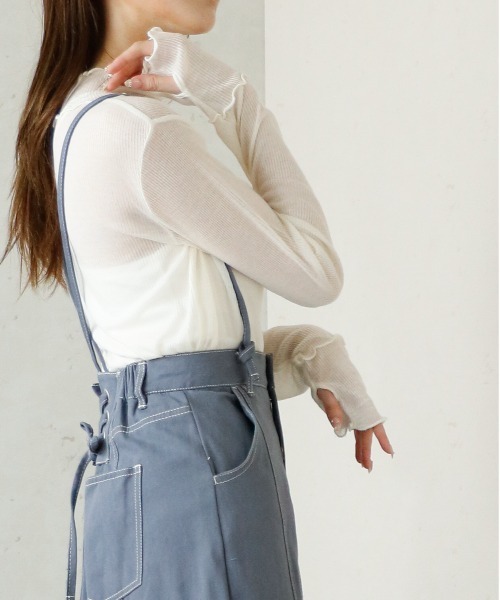 Per sist ence(パーシエンス)の「Per sist ence/パーシエンス シアーリブハイネックメロープルオーバー(Tシャツ/カットソー・レディース・ブラック/ベージュ/アイボリー・FREE)」の20枚目の写真