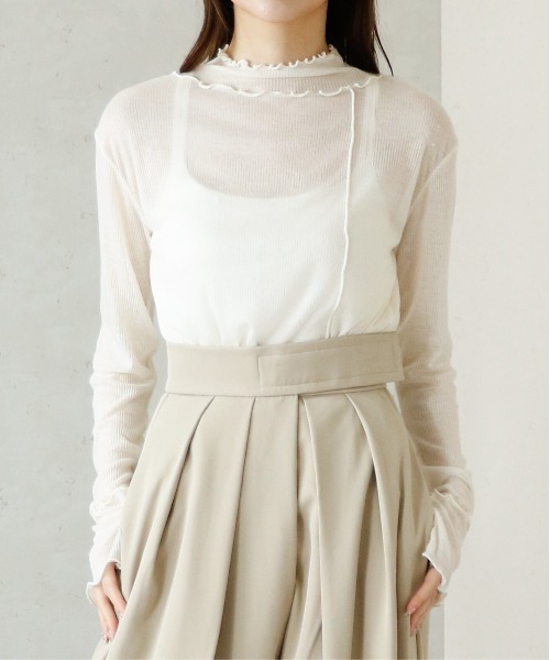 Per sist ence(パーシエンス)の「Per sist ence/パーシエンス シアーリブハイネックメロープルオーバー(Tシャツ/カットソー・レディース・ブラック/ベージュ/アイボリー・FREE)」の21枚目の写真