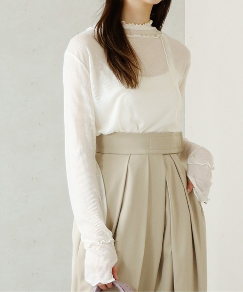 Per sist ence(パーシエンス)の「Per sist ence/パーシエンス シアーリブハイネックメロープルオーバー(Tシャツ/カットソー・レディース・ブラック/ベージュ/アイボリー・FREE)」の22枚目の写真