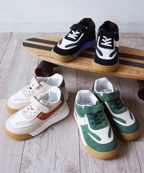 Bambin（ボンバン）の「【 Bambin / ボンバン 】 配色 デザイン キッズ スニーカー（スニーカー・キッズ・ベージュ/ブラック/グリーン・15 /16/17/18）」の10枚目の写真