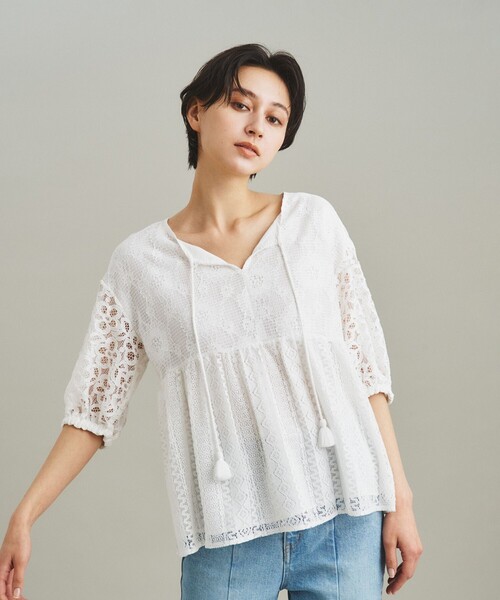 GRACE CONTINENTAL（グレースコンチネンタル）の「レースコンビトップ（シャツ/ブラウス・レディース・ネイビー/ホワイト・36）」の20枚目の写真