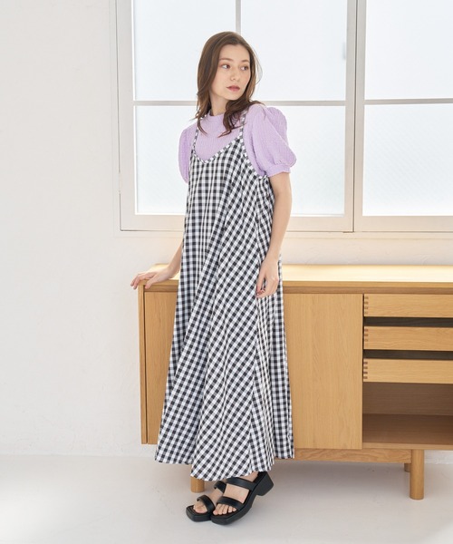 日本未発売*MIUMIU* Vichy チェック キャミソールワンピース セール】チェックキャミワンピース(ワンピース)|a:mure