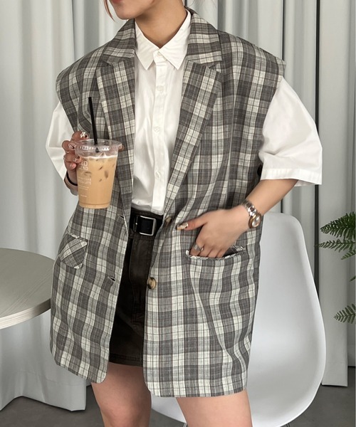 PairPair（ペアペア）の「チェックテーラードジレ（その他アウター・レディース・グレー/イエロー・FREE）」の12枚目の写真