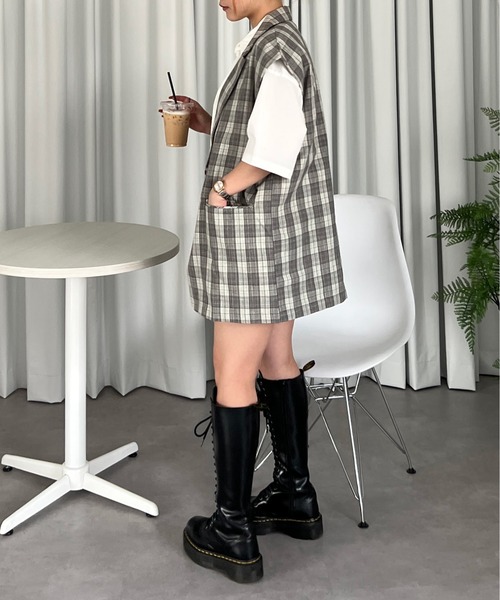 PairPair（ペアペア）の「チェックテーラードジレ（その他アウター・レディース・グレー/イエロー・FREE）」の14枚目の写真