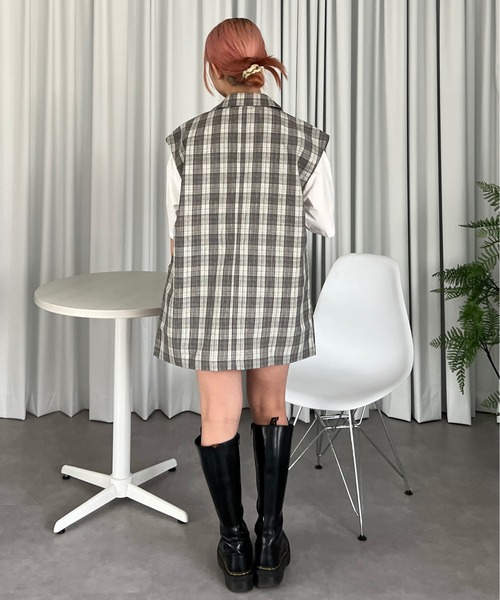 PairPair（ペアペア）の「チェックテーラードジレ（その他アウター・レディース・グレー/イエロー・FREE）」の3枚目の写真