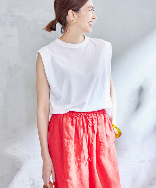 IENA（イエナ）の「【ATON/エイトン】FRESCA SINGLE JERSEY TANK TOP / タンクトップ（タンクトップ・レディース・チャコールグレー/ホワイト/ウッド/グリーン・FREE）」の6枚目の写真