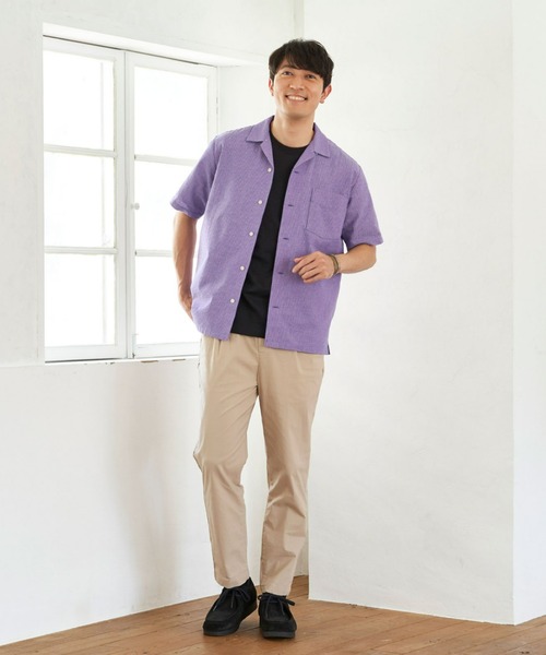 Pitta Re:)（ピッタリ）の「オープンカラー半袖カジュアルシャツ（シャツ/ブラウス・メンズ・パープル・S/M/L/LL）」の5枚目の写真