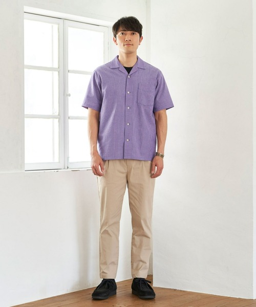 Pitta Re:)（ピッタリ）の「オープンカラー半袖カジュアルシャツ（シャツ/ブラウス・メンズ・パープル・S/M/L/LL）」の6枚目の写真
