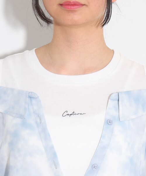 PINK-latte(ピンクラテ)の「◆【2WAY/130cm】着回しバツグン!シアーシャツレイヤードトップス(シャツ/ブラウス・キッズ・アイボリー/ベビーピンク/ライトグリーン/ブルー系6/ブルー系2/アイボリー系1/サックスブルー系1・15 /14/16/13)」の11枚目の写真