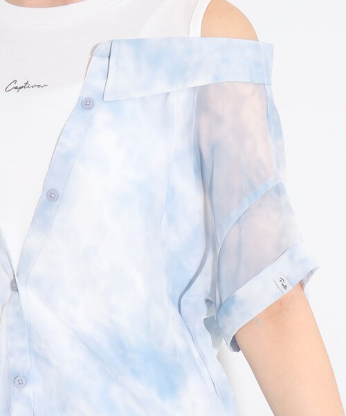 PINK-latte(ピンクラテ)の「◆【2WAY/130cm】着回しバツグン!シアーシャツレイヤードトップス(シャツ/ブラウス・キッズ・アイボリー/ベビーピンク/ライトグリーン/ブルー系6/ブルー系2/アイボリー系1/サックスブルー系1・15 /14/16/13)」の13枚目の写真