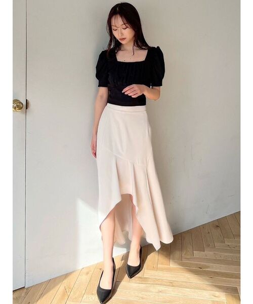 【Massimo dutti】アシンメトリーヘムスカート 絞ってお洒落なドロストデザインのアシンメトリーミディアム