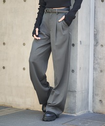 SPINNS | ハイウエストデザイン ストレートパンツ(スラックス)