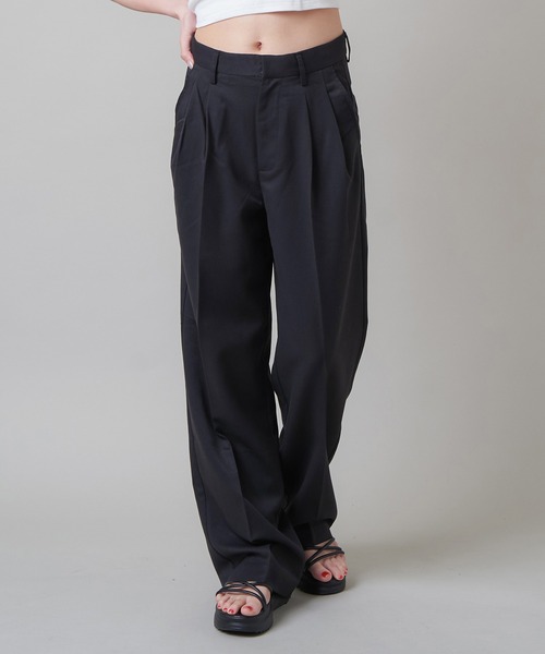 SPINNS（スピンズ）の「ハイウエストデザイン ストレートパンツ（スラックス・レディース・チャコール/ブラック・S/M）」の21枚目の写真