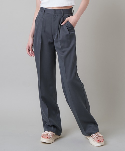 SPINNS（スピンズ）の「ハイウエストデザイン ストレートパンツ（スラックス・レディース・チャコール/ブラック・S/M）」の10枚目の写真