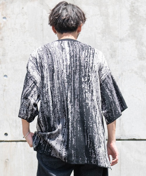 SILVER BULLET(シルバーバレット)の「『CavariA/キャバリア』Wジャガードオーバーサイズ5分袖クルー(Tシャツ/カットソー・メンズ・グレー/ブラック/ブルー/グレイッシュベージュ・L/M)」の9枚目の写真
