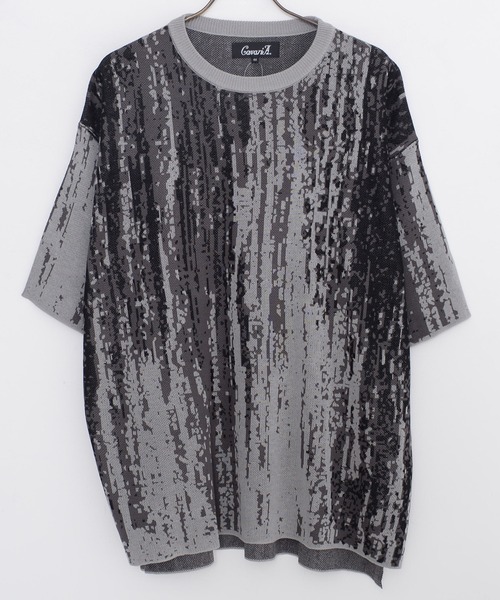 SILVER BULLET(シルバーバレット)の「『CavariA/キャバリア』Wジャガードオーバーサイズ5分袖クルー(Tシャツ/カットソー・メンズ・グレー/ブラック/ブルー/グレイッシュベージュ・L/M)」の19枚目の写真