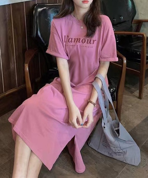 MAISON DE THERESE(メゾン ド テレーズ)の「Tシャツワンピース(ワンピース・レディース・グレー/モカ/ブラック/ホワイト/ブラック系1/ピンク/グレー系・M/L/XL)」の7枚目の写真