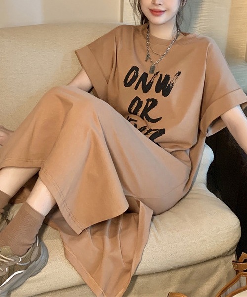 MAISON DE THERESE(メゾン ド テレーズ)の「Tシャツワンピース(ワンピース・レディース・グレー/モカ/ブラック/ホワイト/ブラック系1/ピンク/グレー系・M/L/XL)」の11枚目の写真