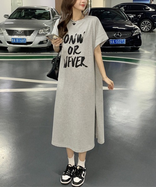 MAISON DE THERESE(メゾン ド テレーズ)の「Tシャツワンピース(ワンピース・レディース・グレー/モカ/ブラック/ホワイト/ブラック系1/ピンク/グレー系・M/L/XL)」の9枚目の写真