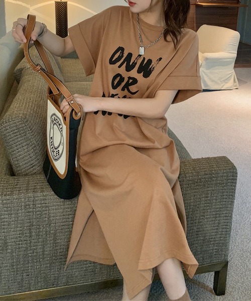 MAISON DE THERESE(メゾン ド テレーズ)の「Tシャツワンピース(ワンピース・レディース・グレー/モカ/ブラック/ホワイト/ブラック系1/ピンク/グレー系・M/L/XL)」の13枚目の写真