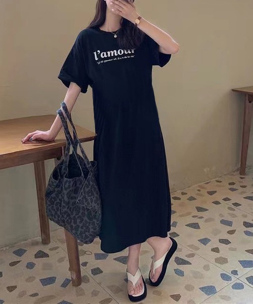 MAISON DE THERESE(メゾン ド テレーズ)の「Tシャツワンピース(ワンピース・レディース・グレー/モカ/ブラック/ホワイト/ブラック系1/ピンク/グレー系・M/L/XL)」の18枚目の写真
