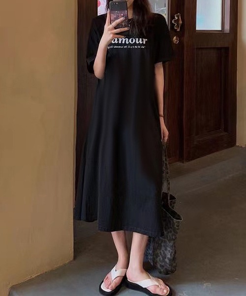 MAISON DE THERESE(メゾン ド テレーズ)の「Tシャツワンピース(ワンピース・レディース・グレー/モカ/ブラック/ホワイト/ブラック系1/ピンク/グレー系・M/L/XL)」の19枚目の写真
