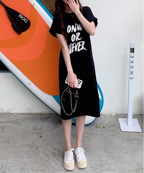 MAISON DE THERESE(メゾン ド テレーズ)の「Tシャツワンピース(ワンピース・レディース・グレー/モカ/ブラック/ホワイト/ブラック系1/ピンク/グレー系・M/L/XL)」の16枚目の写真