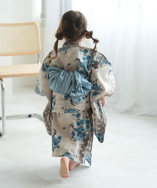 ニコアンティーク　utatane キッズ浴衣 utatane｜ニコアンティーク kids 子供浴衣3点セット 女の子 黒と