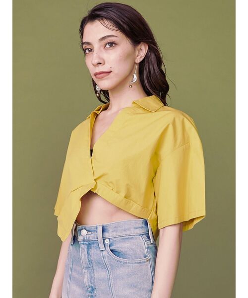 EVRIS（エヴリス）の「デザインウエストクロップドシャツ（シャツ/ブラウス・レディース・ブラック/イエロー/ホワイト・FREE）」の6枚目の写真