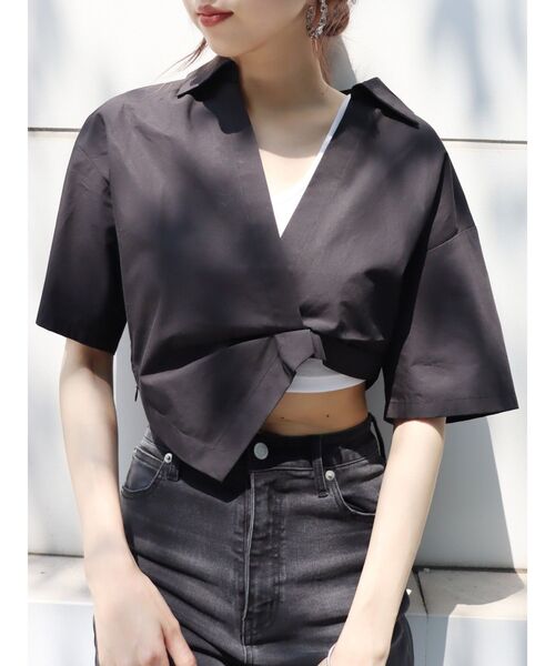 EVRIS（エヴリス）の「デザインウエストクロップドシャツ（シャツ/ブラウス・レディース・ブラック/イエロー/ホワイト・FREE）」の10枚目の写真