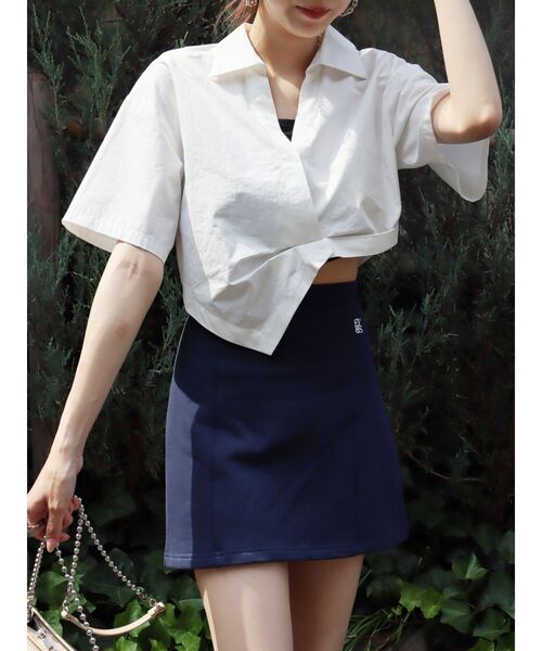 EVRIS（エヴリス）の「デザインウエストクロップドシャツ（シャツ/ブラウス・レディース・ブラック/イエロー/ホワイト・FREE）」の13枚目の写真