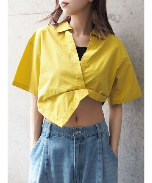 EVRIS（エヴリス）の「デザインウエストクロップドシャツ（シャツ/ブラウス・レディース・ブラック/イエロー/ホワイト・FREE）」の17枚目の写真
