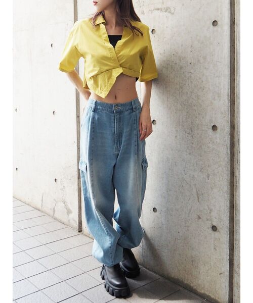 EVRIS（エヴリス）の「デザインウエストクロップドシャツ（シャツ/ブラウス・レディース・ブラック/イエロー/ホワイト・FREE）」の19枚目の写真