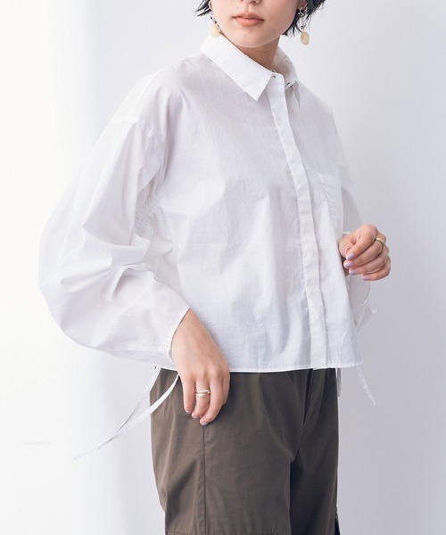 Vinドロストデザインクロップドシャツ