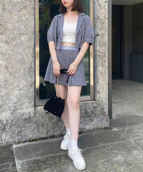 one after another NICE CLAUP(ワンアフターアナザーナイスクラップ)の「ロゴテーププリーツミニスカパン/セットアップアイテムあり(その他パンツ・レディース・アイボリー/ベージュ/ブラック/杢グレー・FREE)」の16枚目の写真