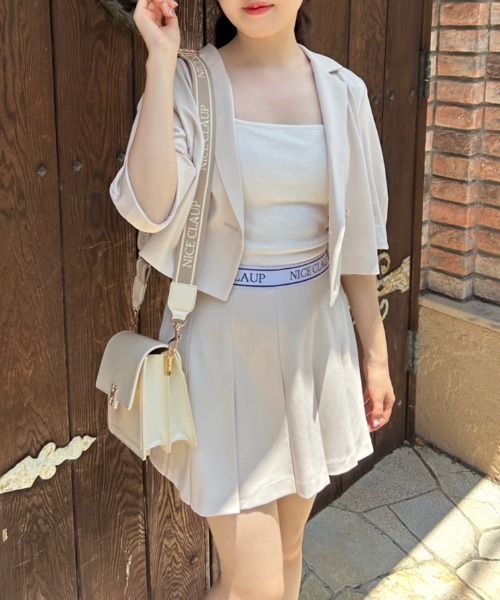 one after another NICE CLAUP(ワンアフターアナザーナイスクラップ)の「ロゴテーププリーツミニスカパン/セットアップアイテムあり(その他パンツ・レディース・アイボリー/ベージュ/ブラック/杢グレー・FREE)」の14枚目の写真