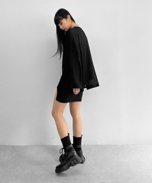 LVEU.（ラブユ.）の「【ZOZOTOWN限定】One shoulder rib mini one-piece / ワンショルダーリブミニワンピース（ワンピース・レディース・ブラック・FREE）」の5枚目の写真