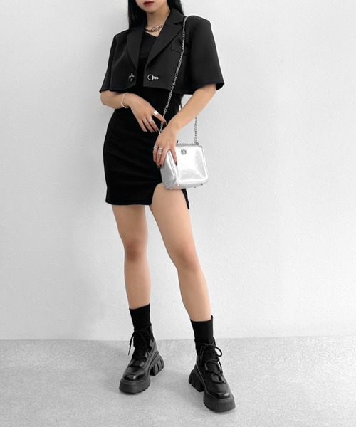 LVEU.（ラブユ.）の「【ZOZOTOWN限定】One shoulder rib mini one-piece / ワンショルダーリブミニワンピース（ワンピース・レディース・ブラック・FREE）」の11枚目の写真