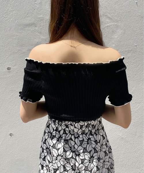 one way（ワンウェイ）の「フリルオフショルリブニット（Tシャツ/カットソー・レディース・アイボリー/ブラック/ブラウン/ピンク・FREE）」の14枚目の写真